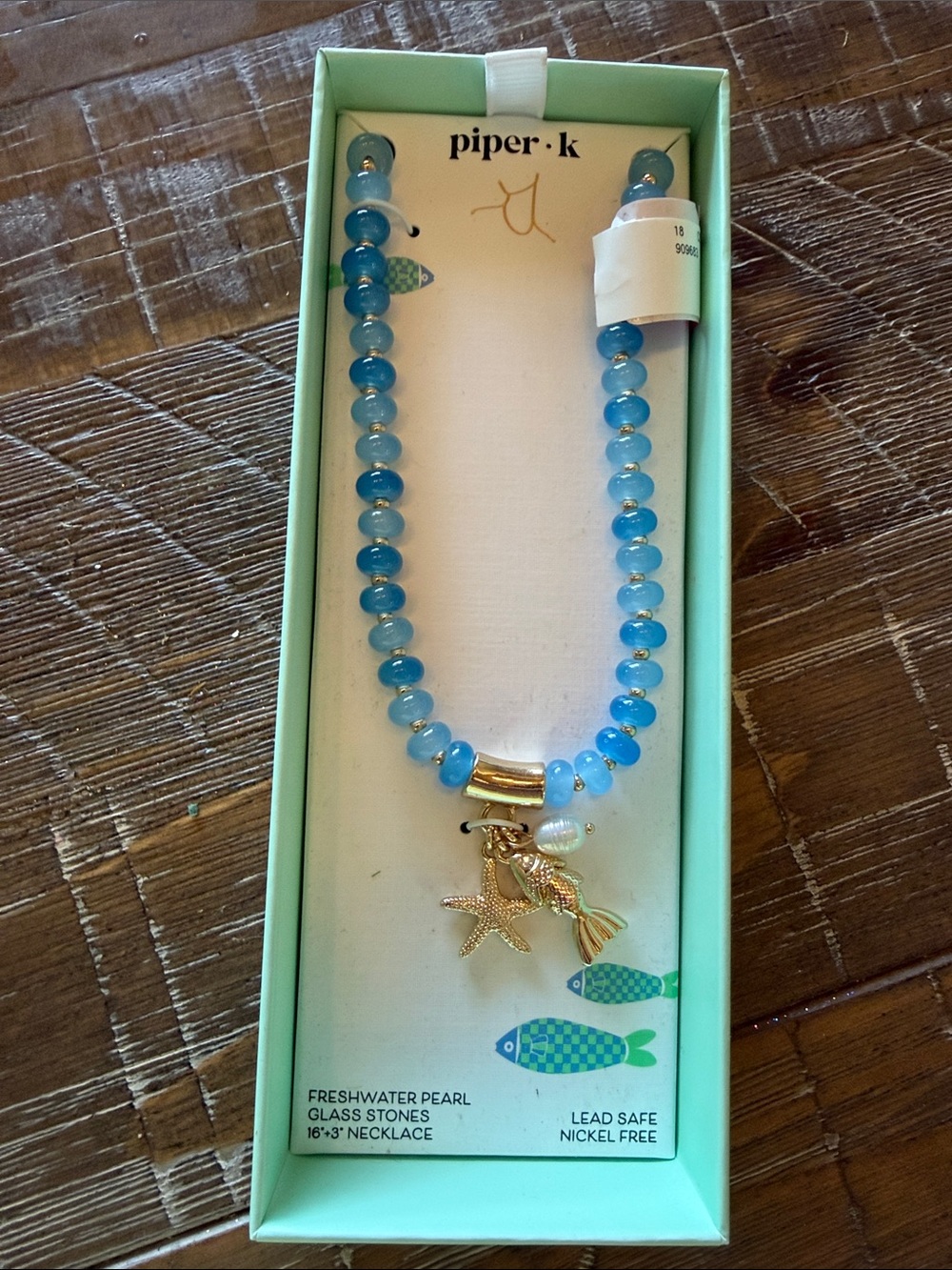 PiperK freshwater pearl and glass stone 16”+3” necklace